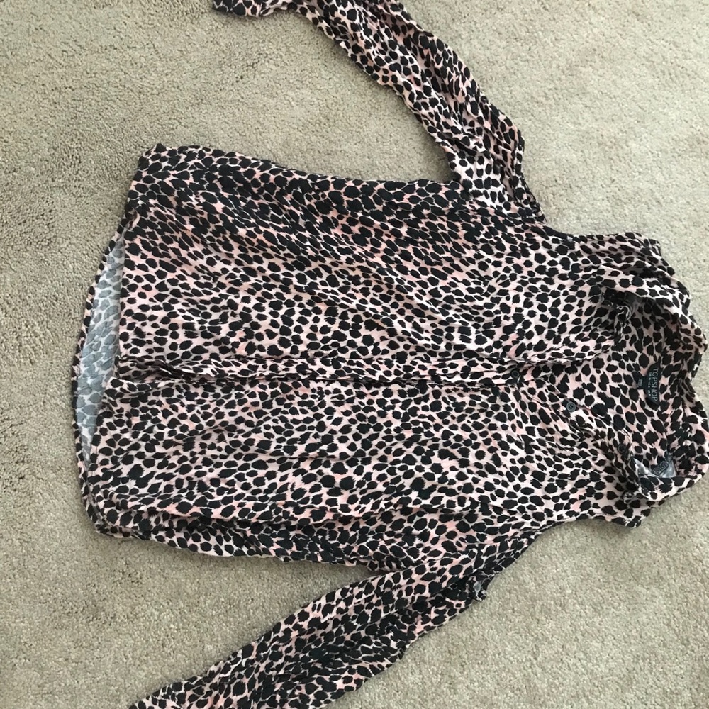 Pink Leopard Topshop Button-Up